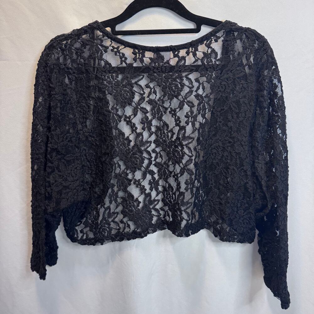 Whimsigoth Coquette Black Lace Shrug Bolero Crop Cardigan Jacket Plus Size 2X